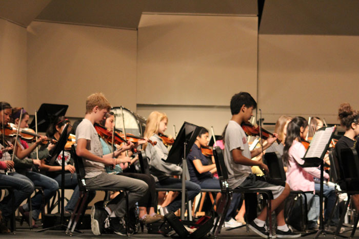 Orchestra Practicing for Fall Concert. Photo by Stephanie Swanson