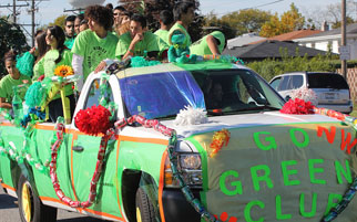 Go Green Club pictured on their Homecoming Parade float.