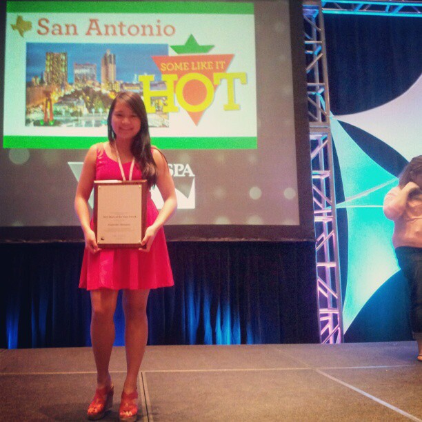 Junior and NWN news editor Gabby Abesamis receiving her award at Nationals.