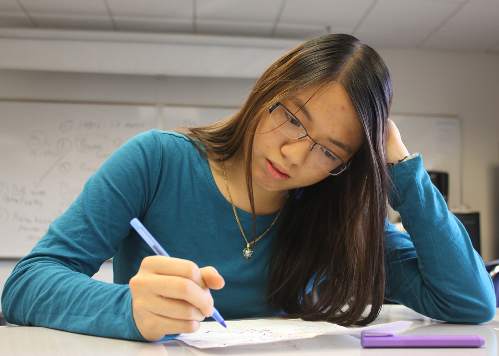 Student taking a Final Exam. 