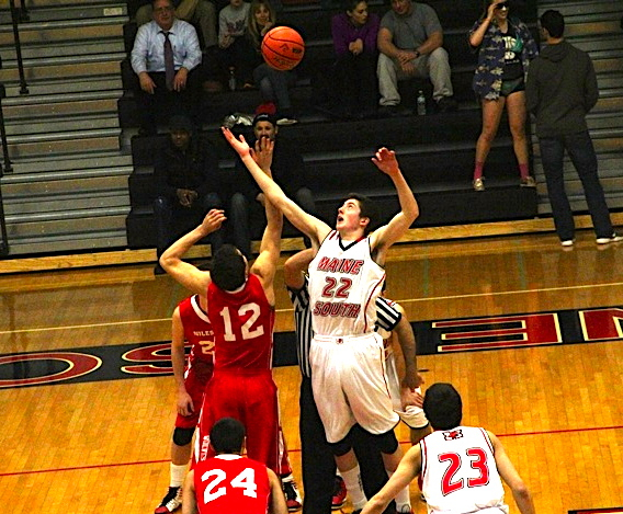 The Boys Varsity basketball team lost to Maine South 54-32. Photo by Vinny Kabat
