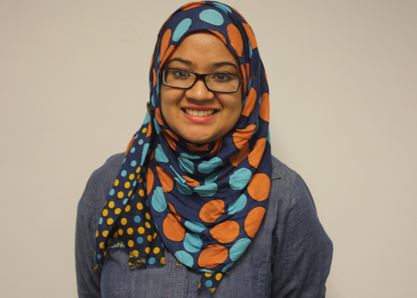 Senior Fatima Farha on a wearing hijab.