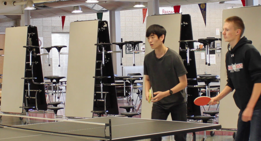The Niles West ping pong during an after school practice. 