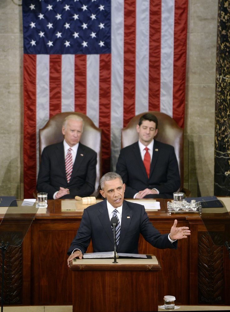 U.S. President Barack Obama delivers his final State of the Union address to a joint session of Congress at the Capitol in Washington, D.C., on Tuesday, Jan. 12, 2016. (Olivier Douliery/Abaca Press/TNS)