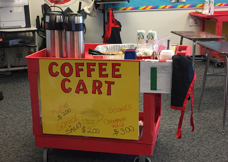 Special Ed Students Run Coffee Cart for Teachers