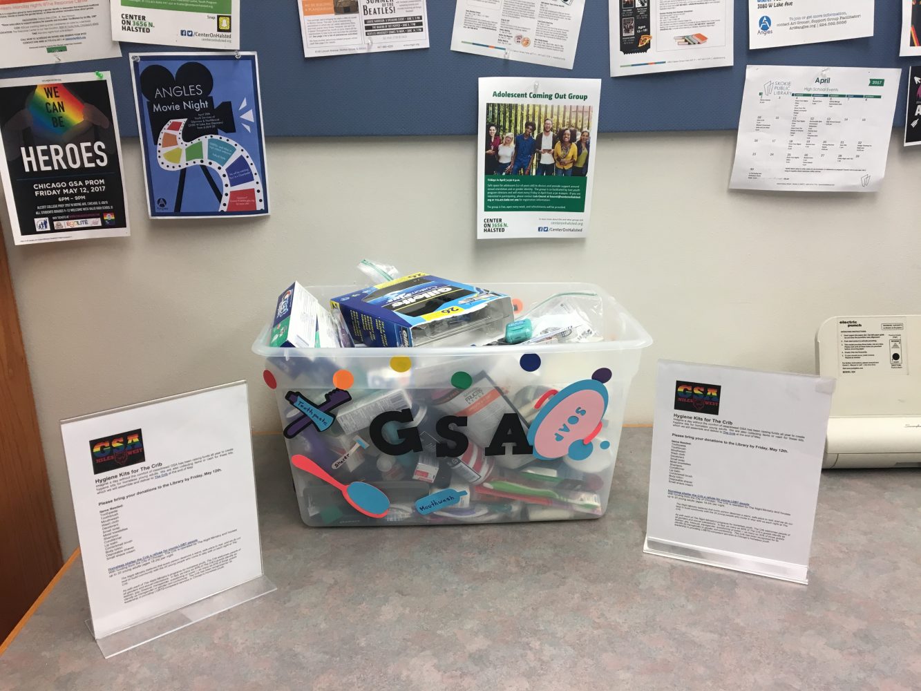 GSA donation boxes in the IRC