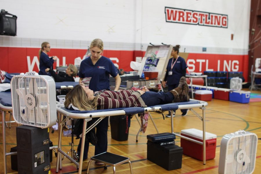 Niles West staff donating blood to the blood drive on Friday, Nov. 10. 