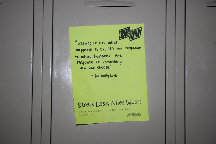 Posters taped in the hallway promoting stress-less activities. 