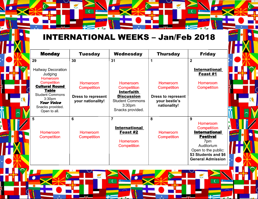 International Week Begins Monday, Jan. 29 Niles West News