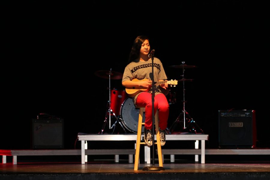 Amie Soliva practicing her song Sugar for last years Variety Show.
