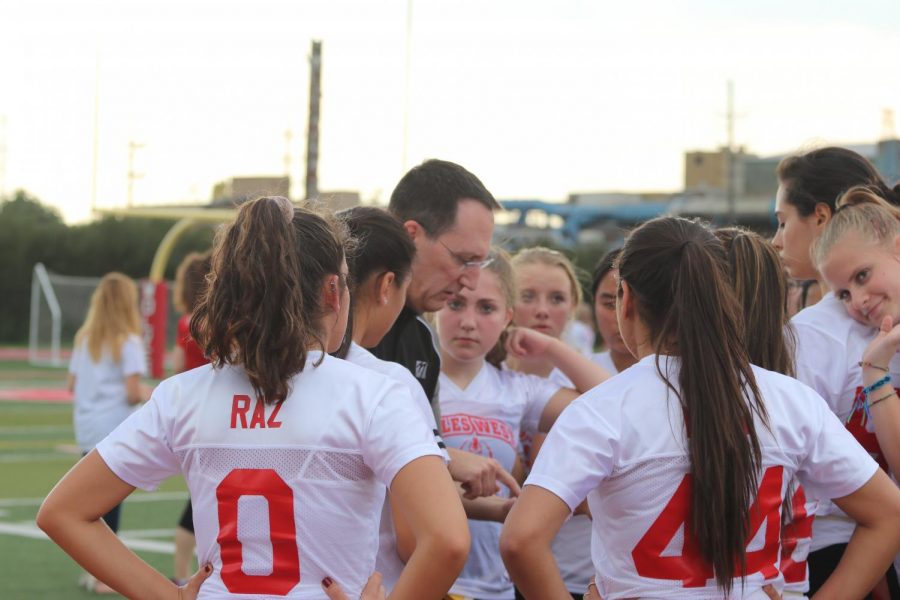 The+annual+Powder+Puff+game+being+held+in+the+stadium.+