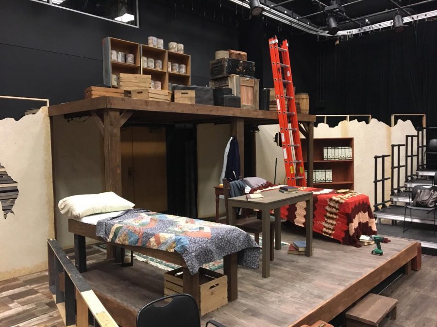 The set of The Diary of Anne Frank is complete with real furniture.