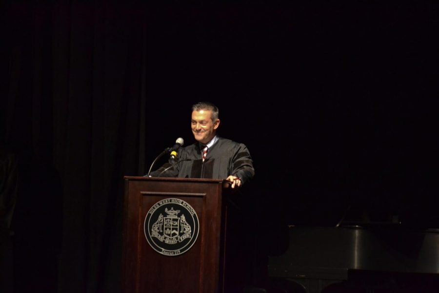 Principal Dr. Jason Ness speaks about leadership during NHS induction.