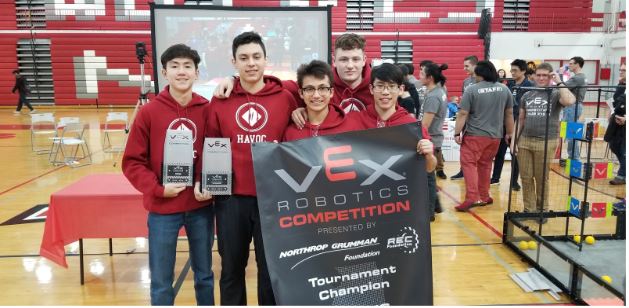 VEX team, Havoc, poses for a picture after their state win. 