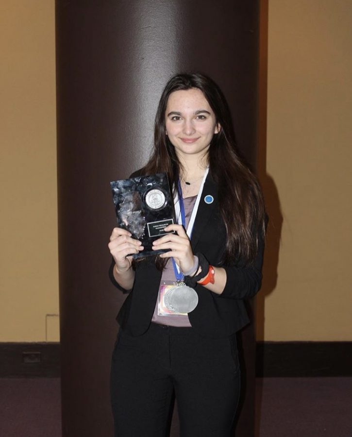 Junior Ana Urosev after qualifying for Nationals at DECA state compeition. 