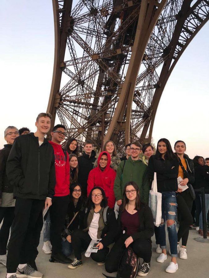 West and North students under the Eiffel Tower in Paris, France