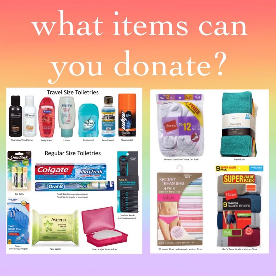 GSA poster of what items students and teachers can donate
