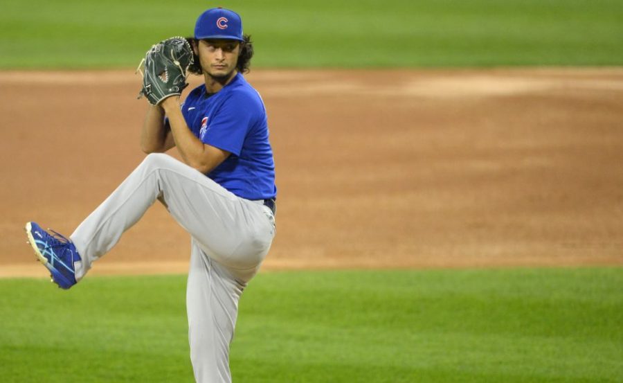 September 25 - Yu Darvish of the Chicago Cubs pitches at Guaranteed Rate Field in Chicago, IL against the Chicago White Soxs. 