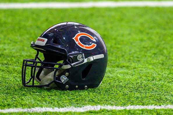 LAKE FOREST, IL - JUNE 12: A Chicago Bears helmet is seen during warm ups during the Chicago Bears Veteran Minicamp on June 12, 2019 at Halas Hall, in Lake Forest, IL. (Photo by Patrick Gorski/Icon Sportswire via Getty Images)