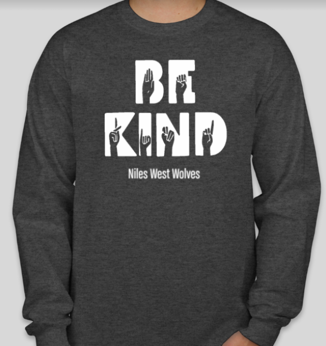 ASL Club designed their own sweatshirt with Be Kind typed on it. 