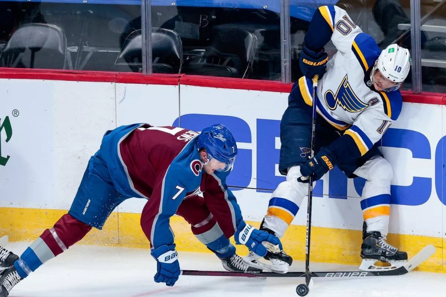 Game opener of the 2021 NHL season for the Colorado Avalanche. On Jan. 13, 2021, the Avalanche players the St. Louis Blues which resulted in a 1-4 loss. 