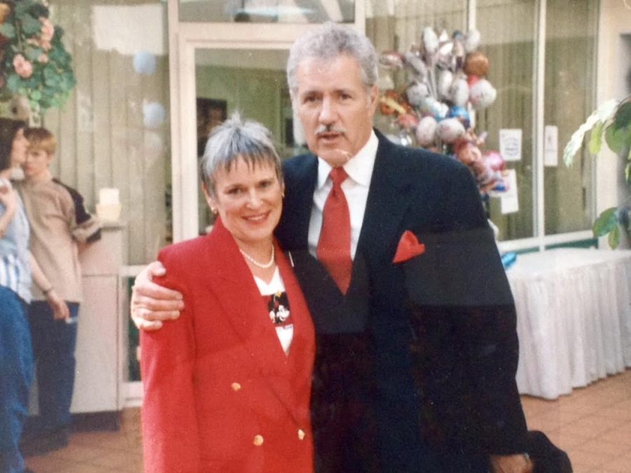 Schmitzer (left) with the late Alex Trebek (right). Schmitzer was in charge of Entertainment Programs while working at Ramstein Air Base in Germany and was able to host Trebek three times, along with numerous others.  