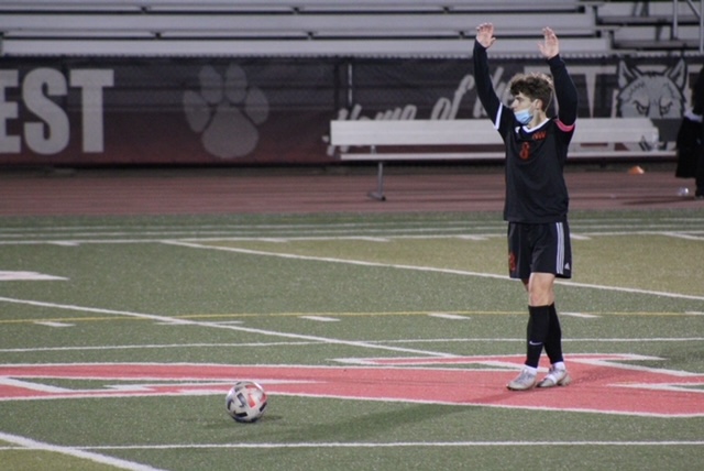 Senior Gio Terlizzi giving the all clear to give the free kick. 