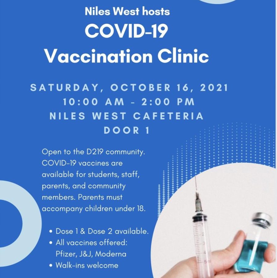 Vaccination clinic poster sent by Niles West. 