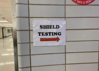 Sign outside of SHIELD-test site in contest gym