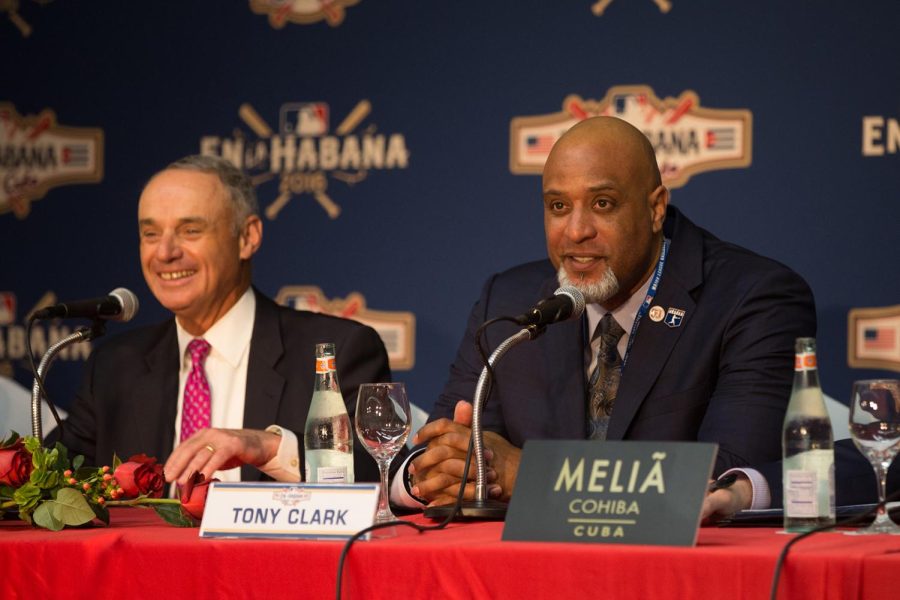 MLBPA+president%2C+Tony+Clark+who+is+negotiating+on+behalf+of+the+players+union+to+settle+the+collective+bargaining+agreement.+