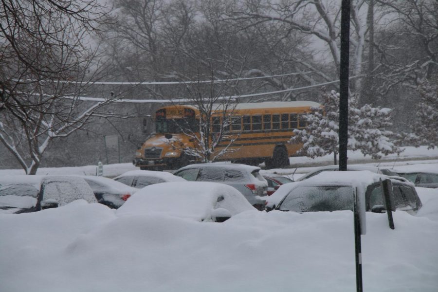 Niles West buses persevere through the snow.