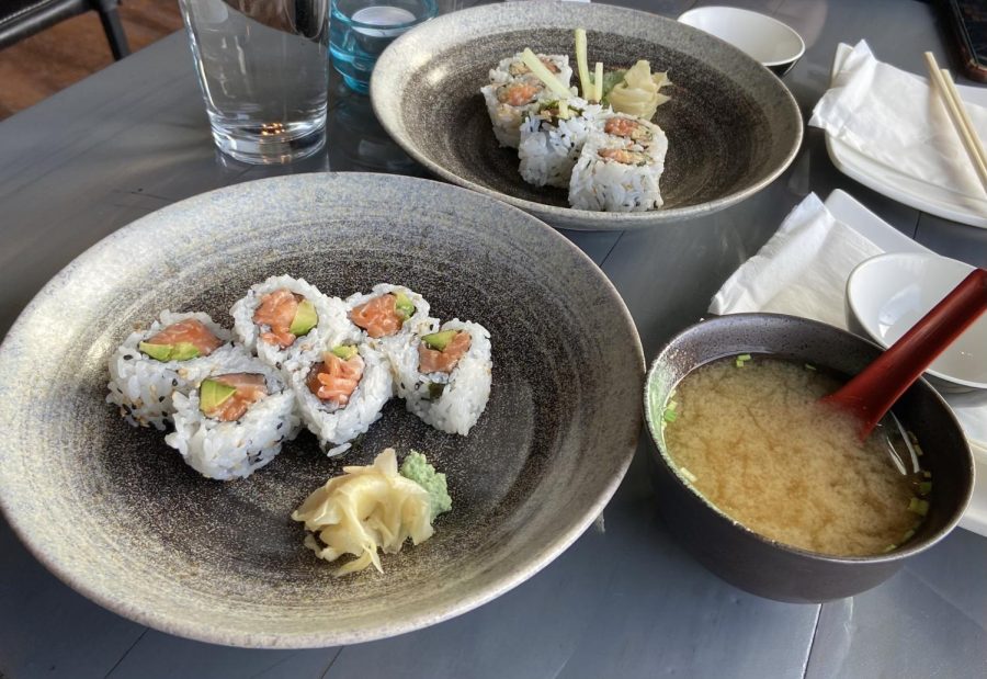 Sushi rolls and miso soup!