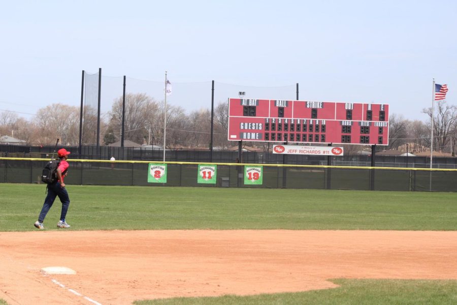 Schwarzs number was hung up on the Niles West baseball field. 