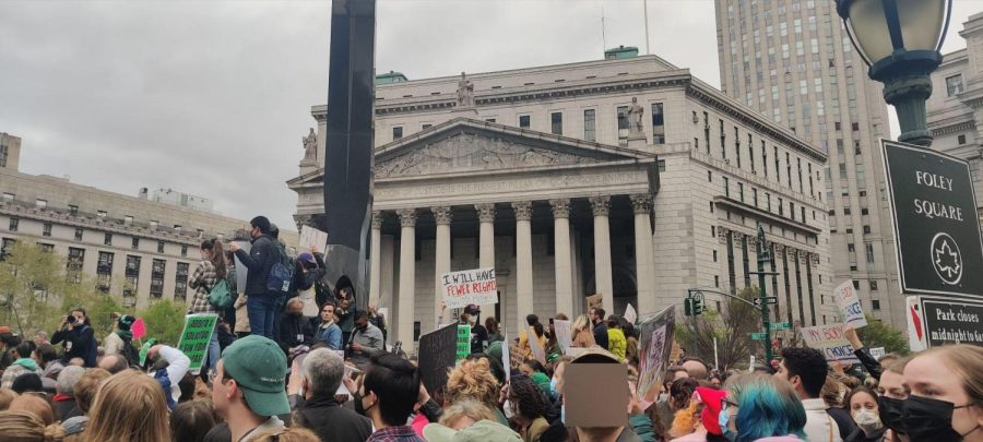 Abortion protest at Foley Square after news of U.S. Supreme Court leak circulated. 