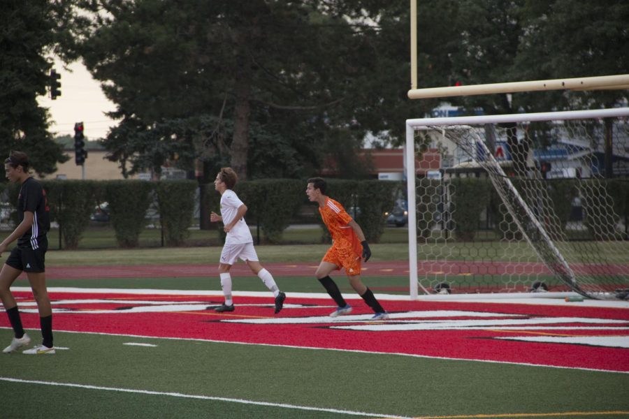 Niles West defending the goal.
