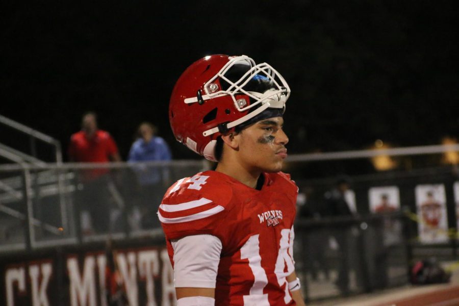 Jayden Fowler is lost in thought, focused on the game.