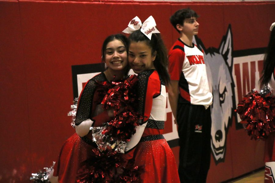Cheer friends Maddy Chazen and Sophia Santa pose for the picture.