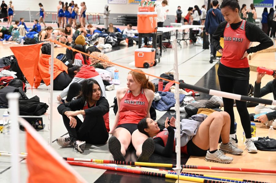 Runners relax in between competitions. 
