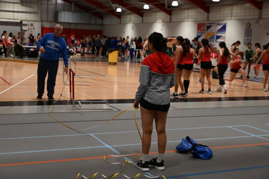 For shotput, throwers measure the distance between them and the ball. 