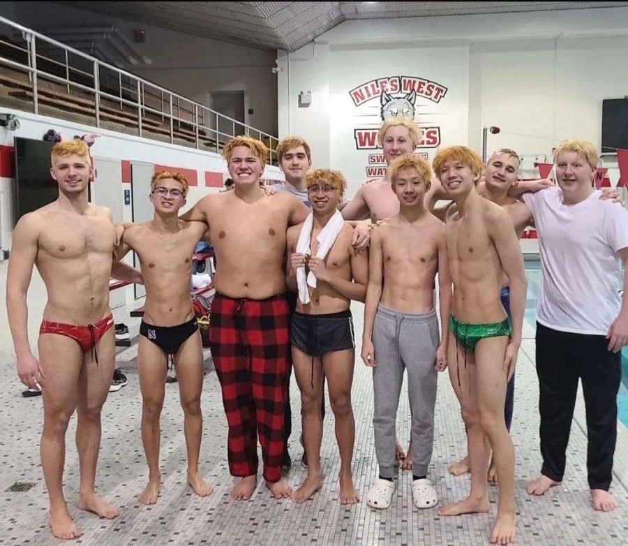Boys swim team bleach their own hair!