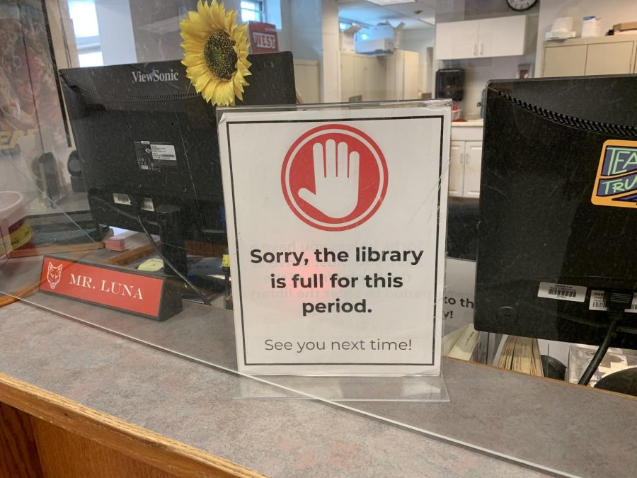 Sign displayed on IRC front desk when library is closed.