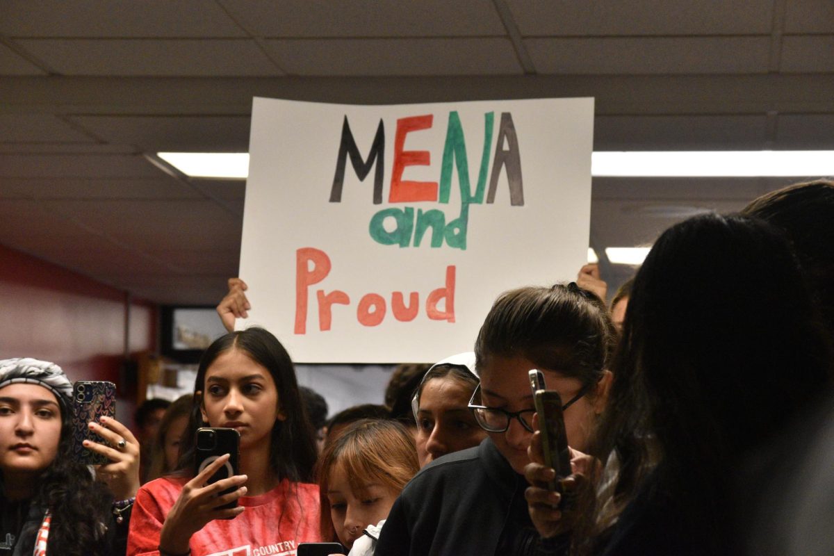 "MENA and Proud," refers to the Middle Eastern and North African club, a student organization at Niles West.