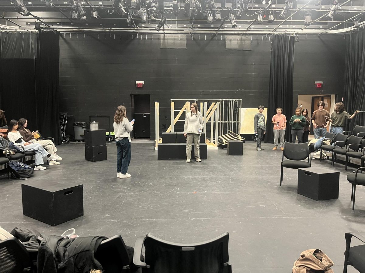 Students working on their new play
