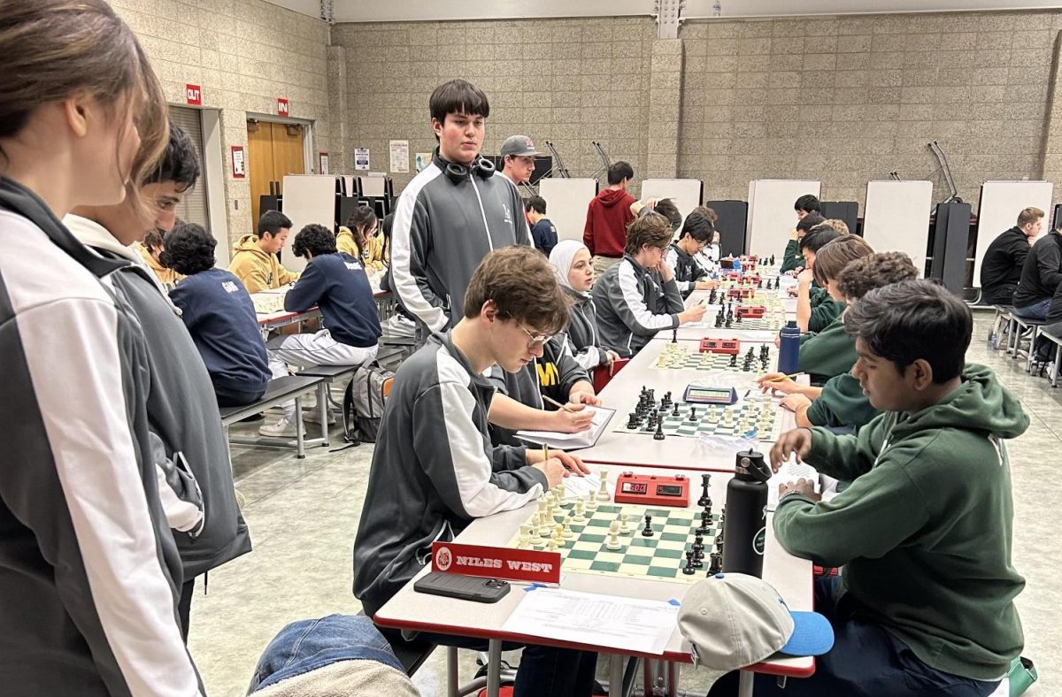 The Niles West chess team playing against other schools.