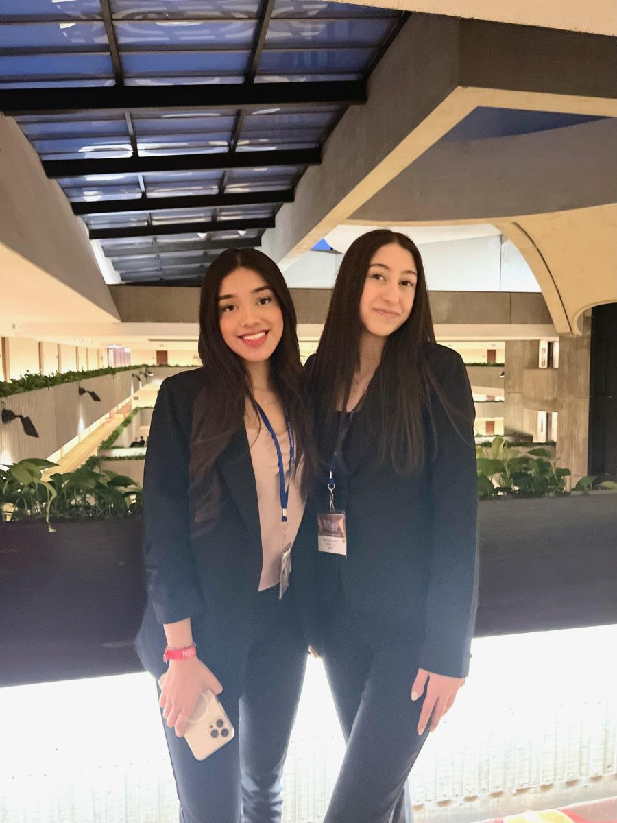 Sherlyn Villagran (left) pictured with Christina Lazar (right) during one of their role play competitions.