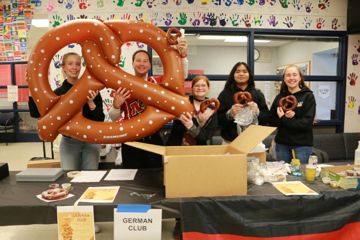 German Club sells pretzels with various sauces and dips.