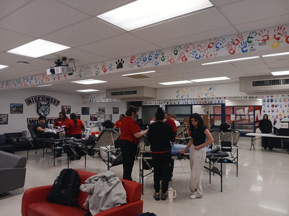 Donors give blood in the Student Commons where they are assisted by Red Cross volunteers. 