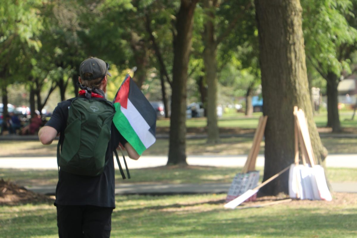 A pro-Palestinian protester at Union Park.