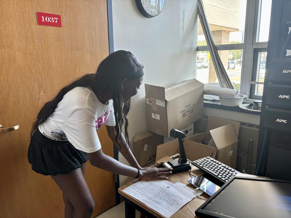 Carissa Joseph delivering the morning announcements. 