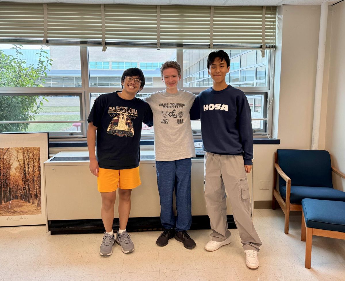 From left, Anthony Mui, Andrew Thompson and Jonathan Nguyen, Niles West’s 2024 National Merit Semifinalists. 